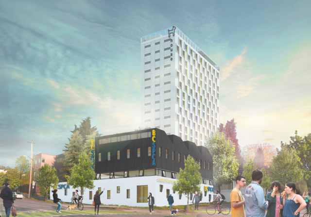 BC SPCA in Vancouver animal welfare and student housing concept to Passive House using mass timber and tall wood