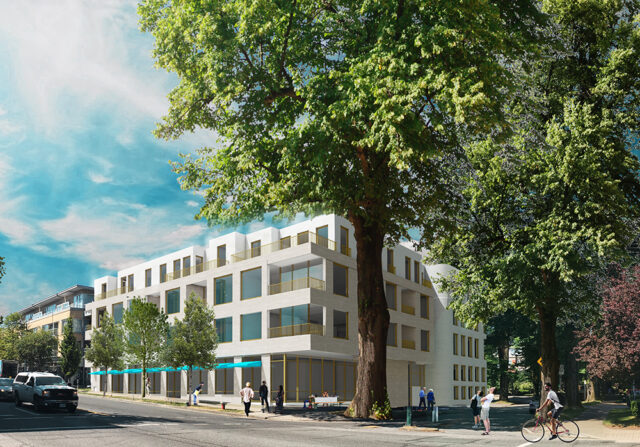 Rendering of a Kitsilano Vancouver mixed-use project on Arbutus Street render